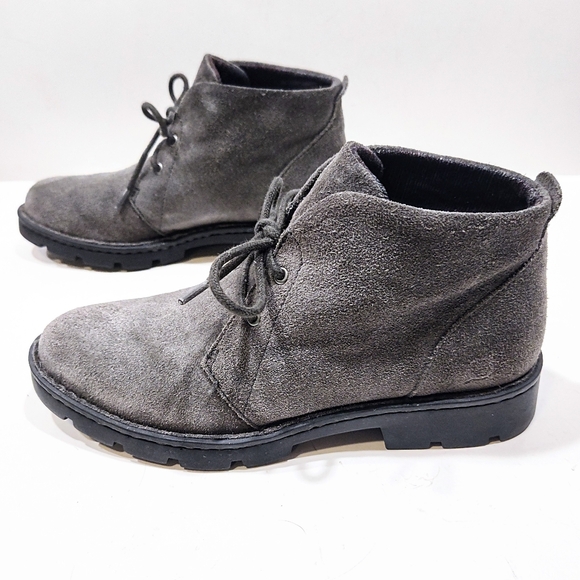 Born Banni Gray Suede Chukka Ankle Bootie Womens 6.5 M Desert Boot Velour Lining - Picture 2 of 10